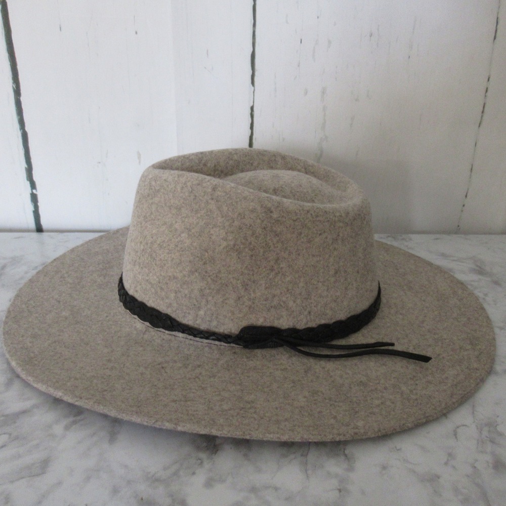 Hampui Hat L 59 Le Souk‎ Melange Wool Felt Fedora Braided Leather Band
